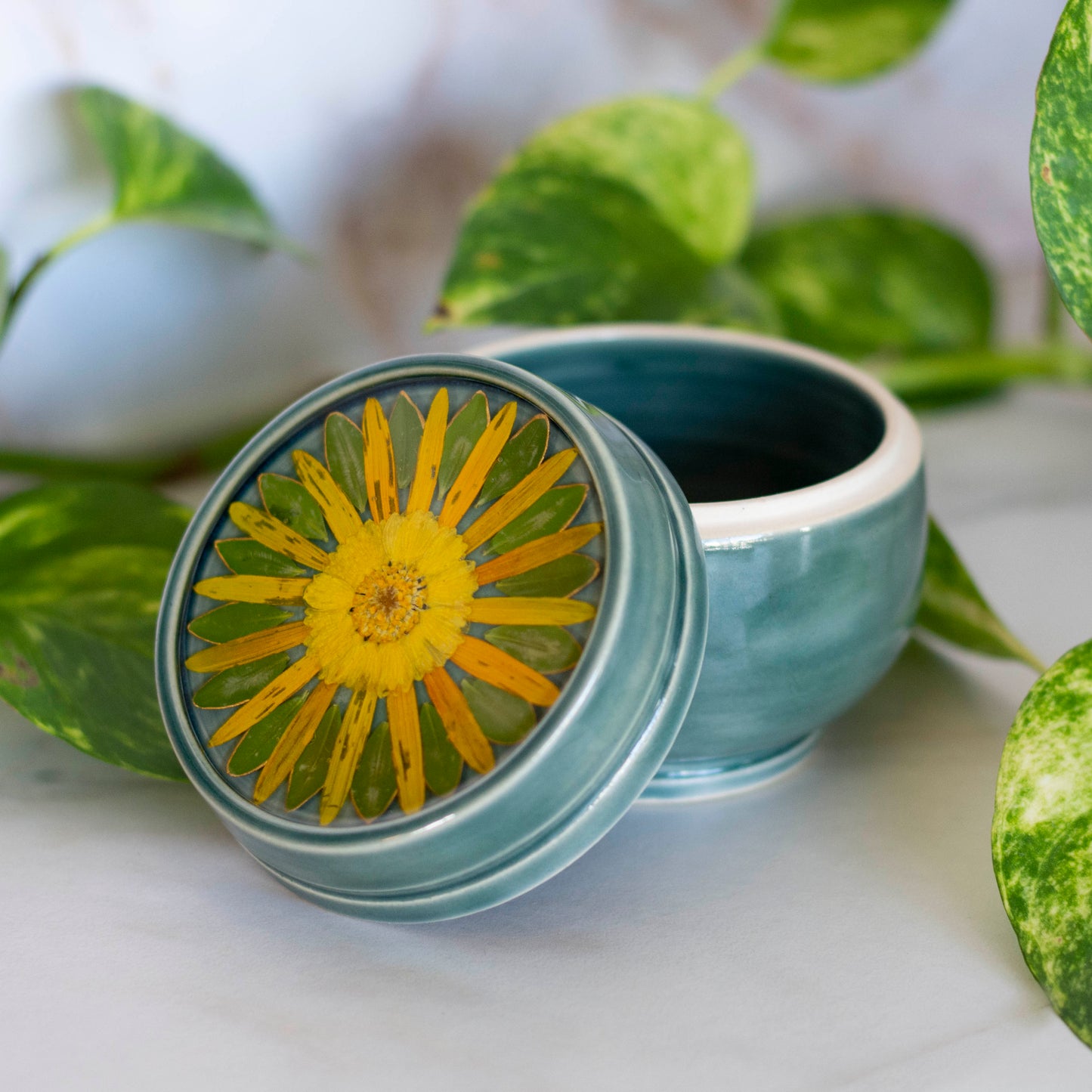 Botanical Jar - Clay Alchemy Studio Collab - Green Marigold