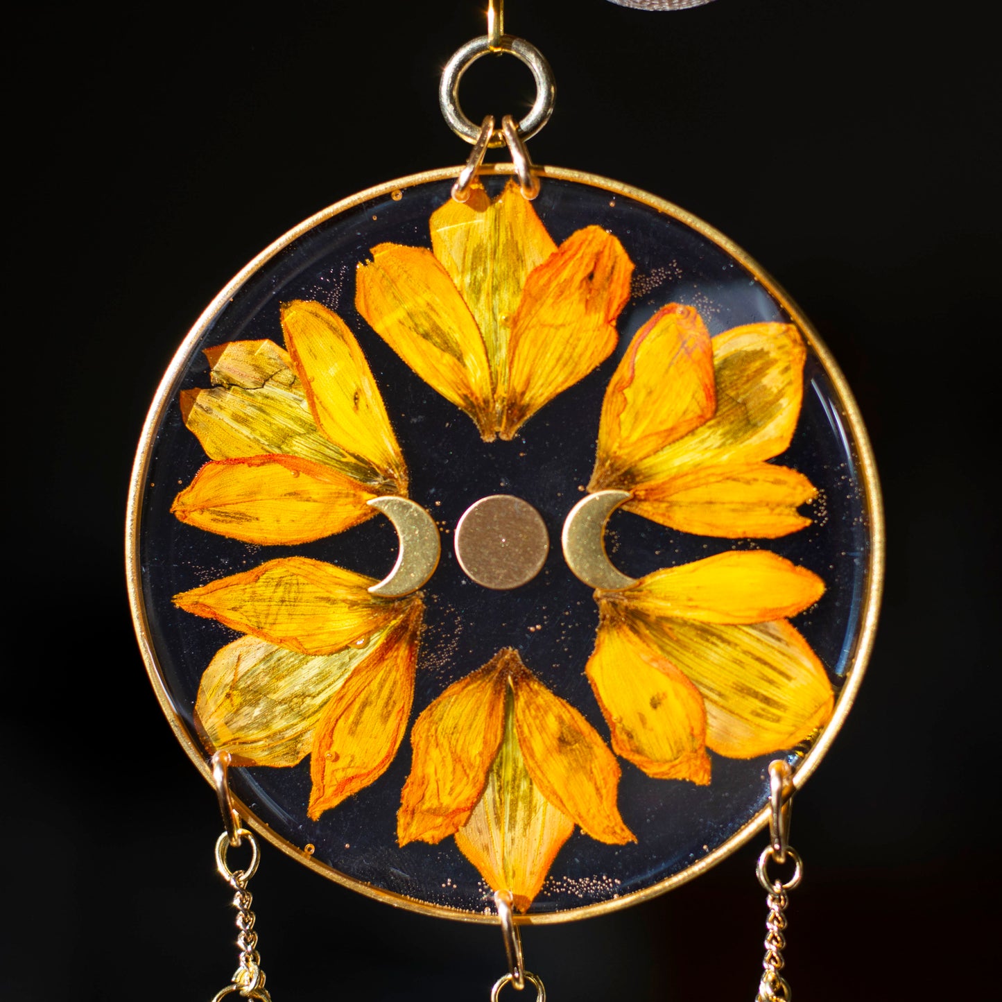 Sun Catcher - 3" Beaded Dahlia & Moon Phase