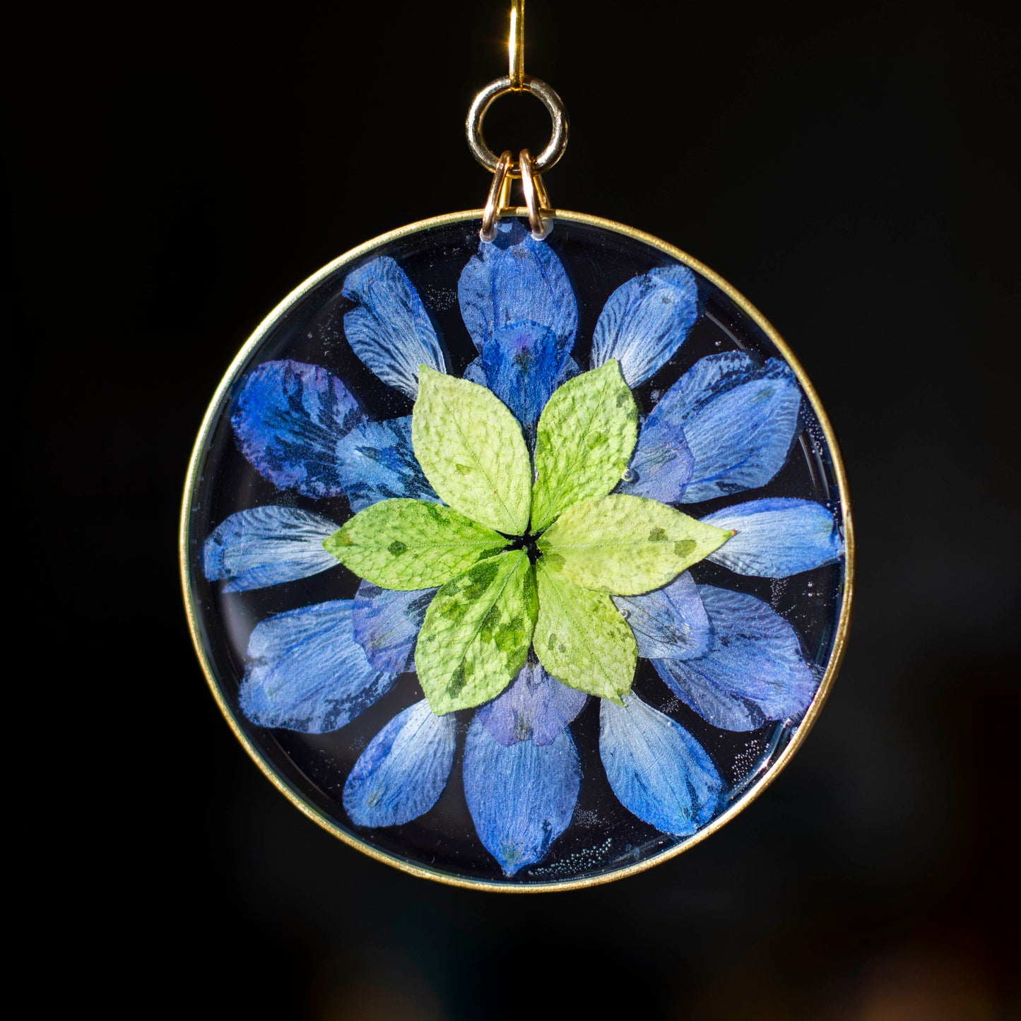 Sun Catcher - 3" Delphinium & Burning Bush Leaves