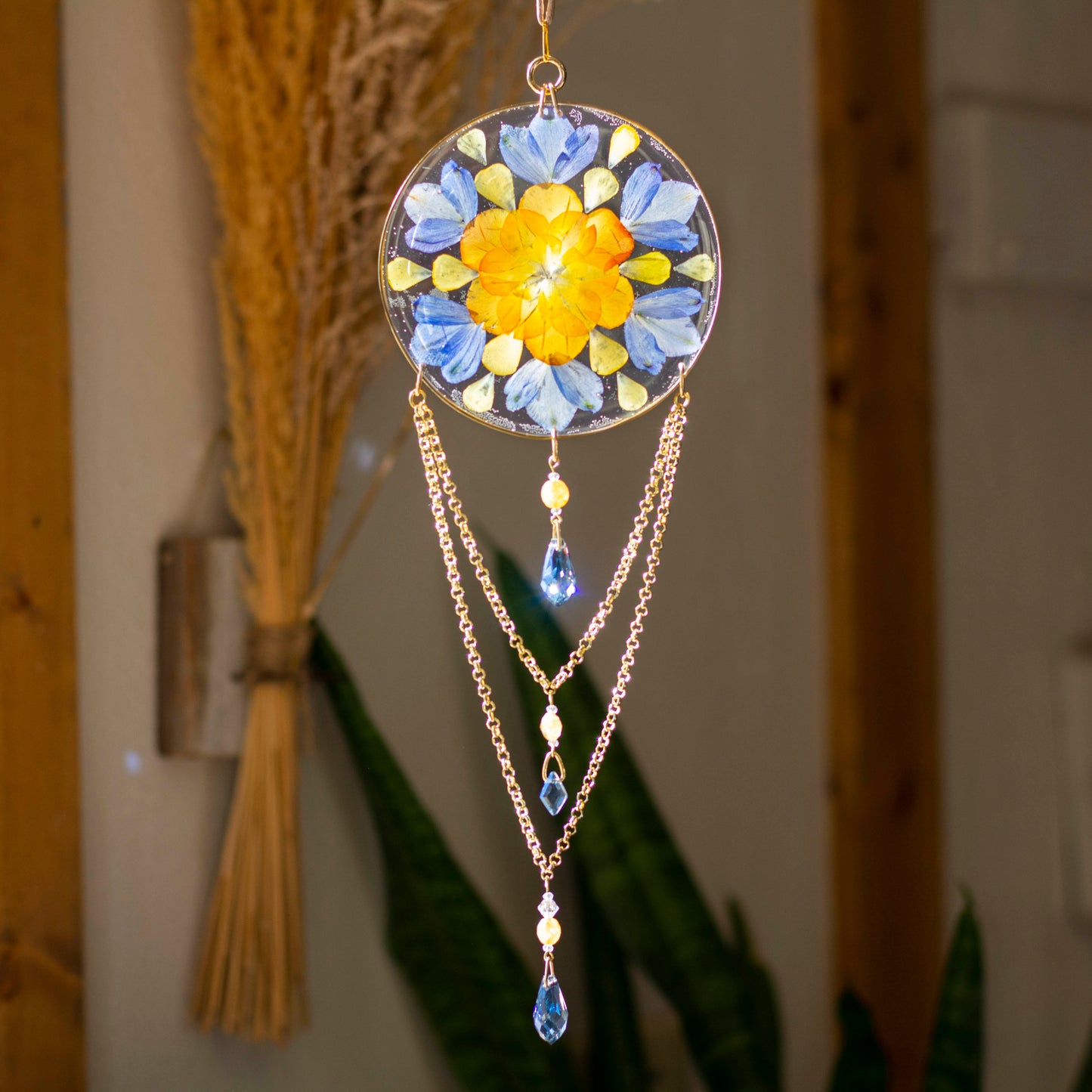 Sun Catcher - 4" Beaded Delphinium & Ranunculus