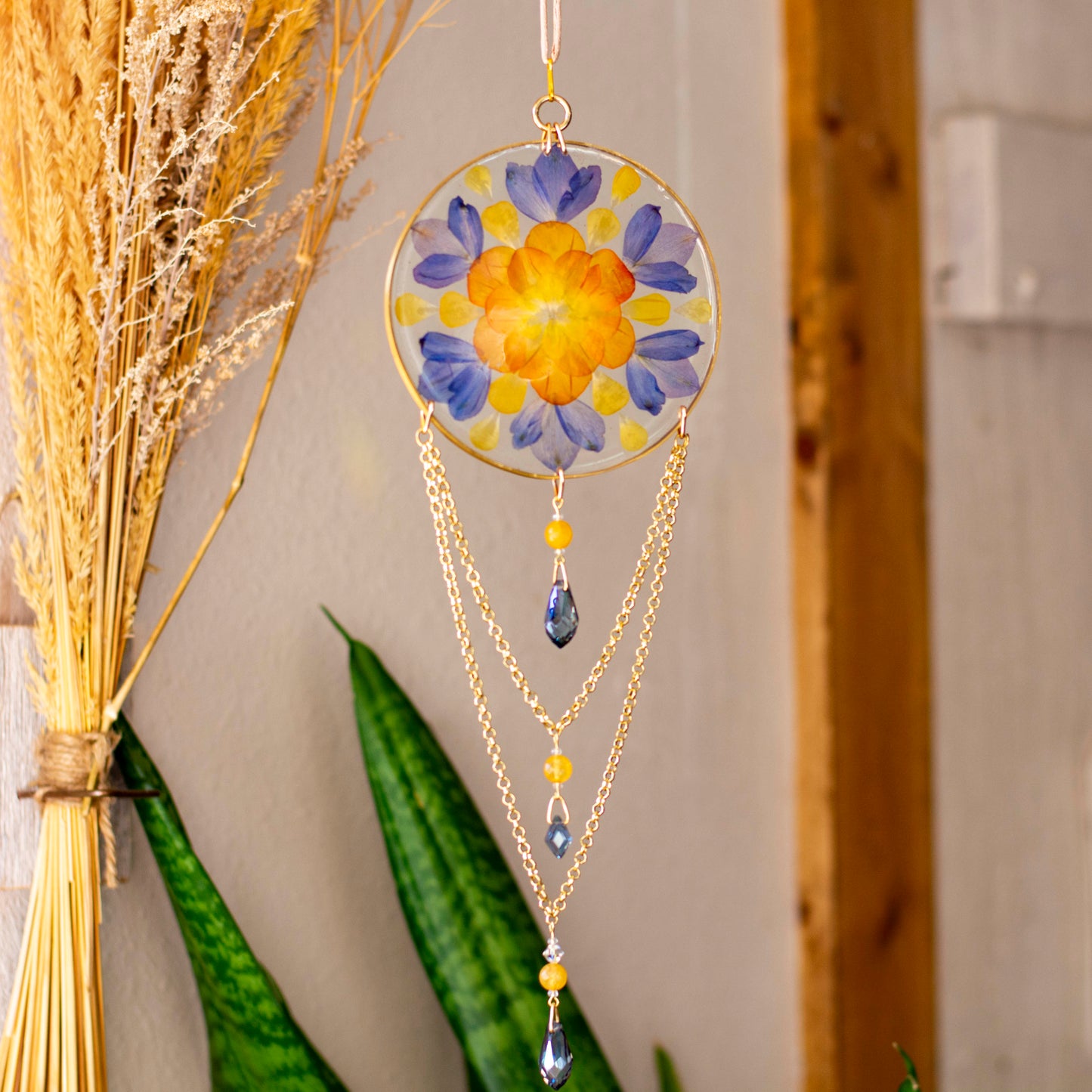 Sun Catcher - 4" Beaded Delphinium & Ranunculus