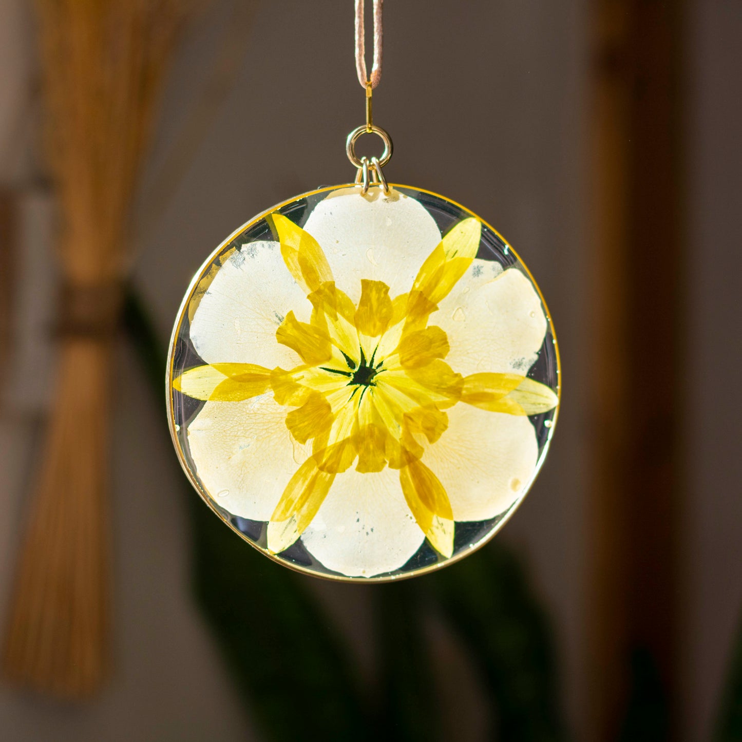 Sun Catcher - 4" Yellow Rose & Sunflower