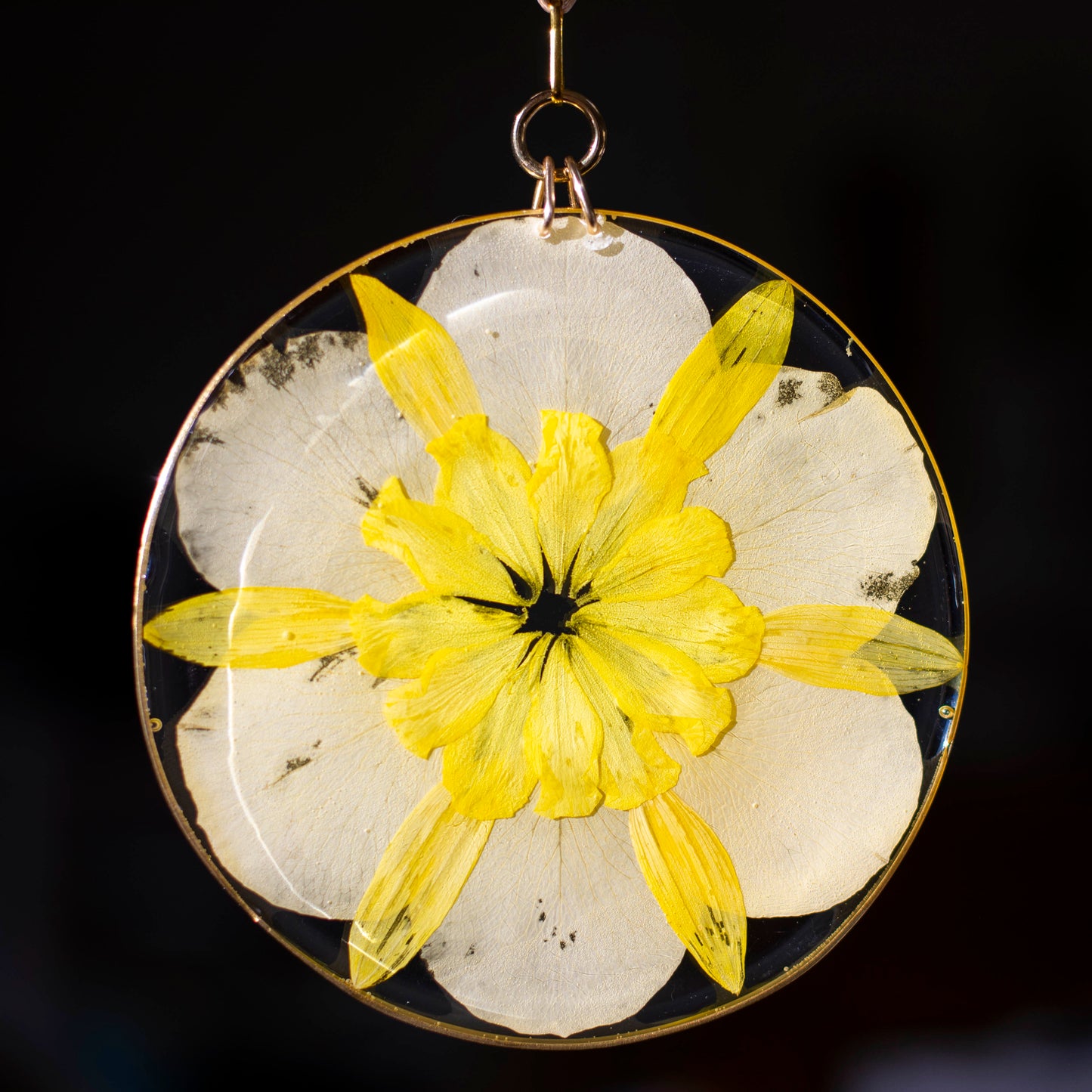 Sun Catcher - 4" Yellow Rose & Sunflower