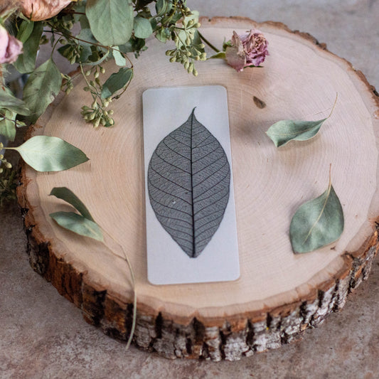 Black Skeleton Leaf Bookmark - Large (Cool Tone)