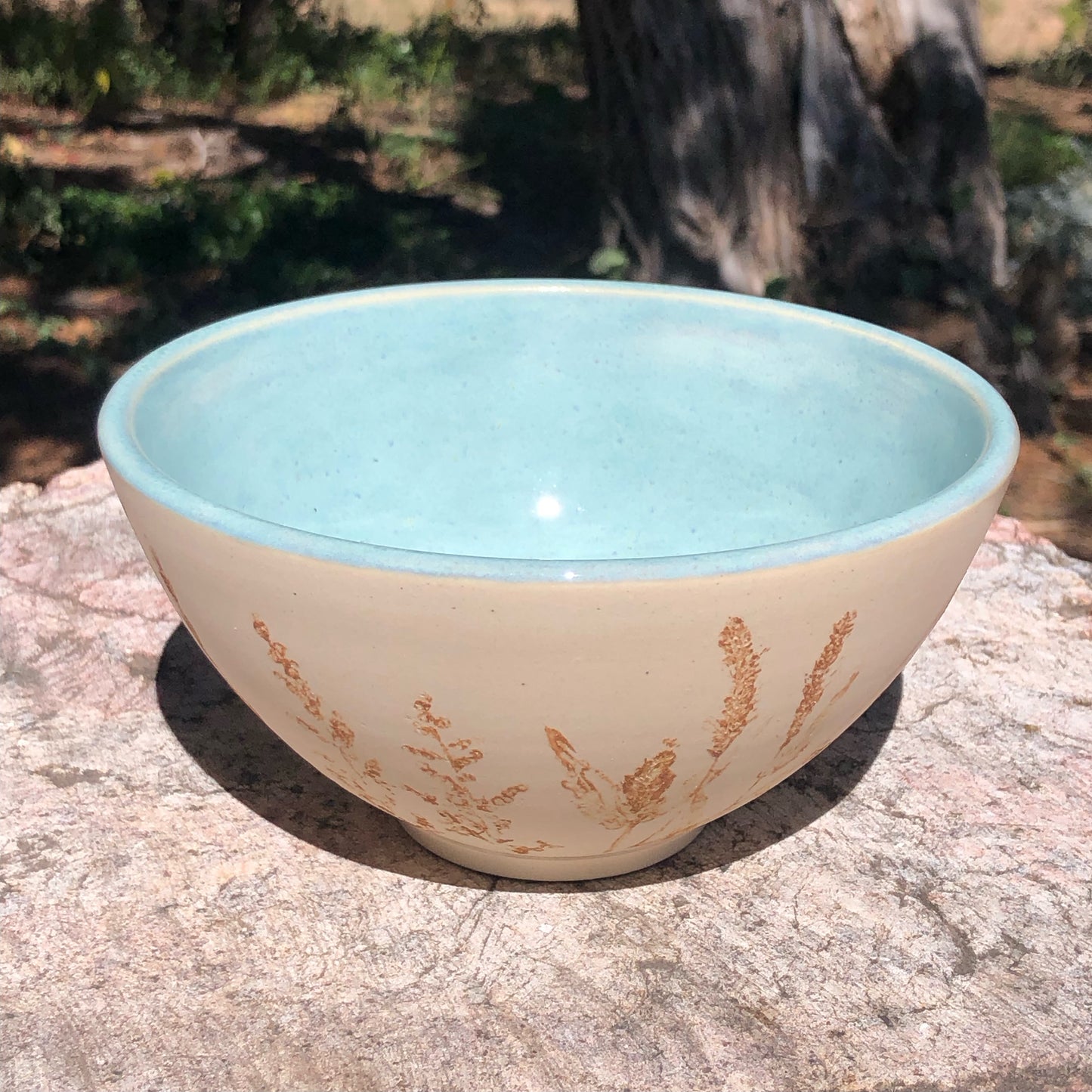 White Clay Bowl with Wild Grass Imprints