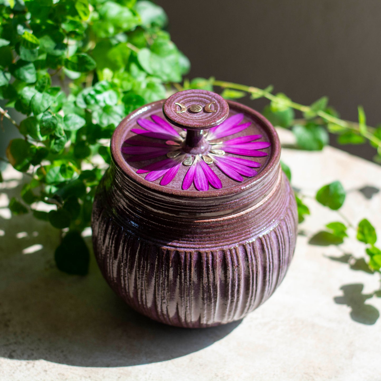 Botanical Jar - Clay Alchemy Studio Collab - Purple w/ Handle