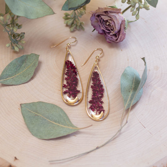 Amaranth & Moon Earrings