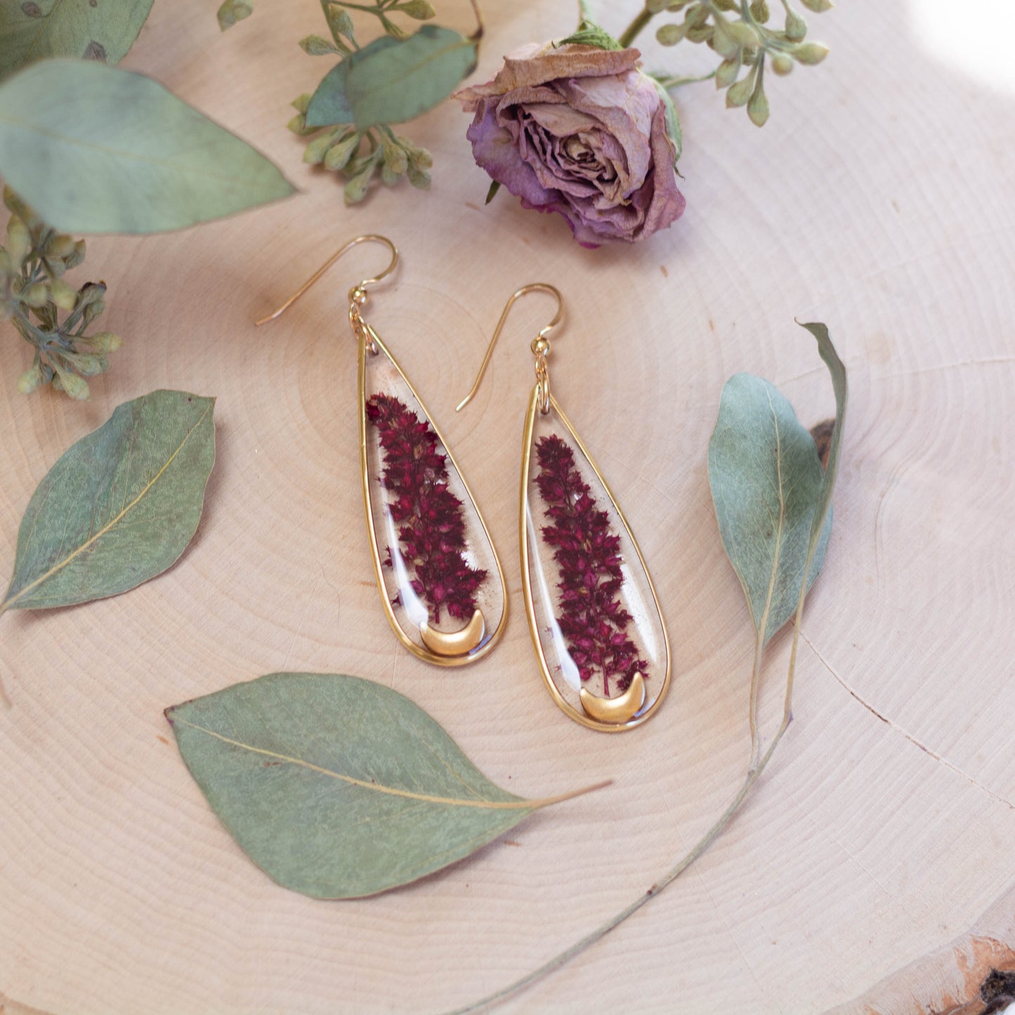 Amaranth & Moon Earrings