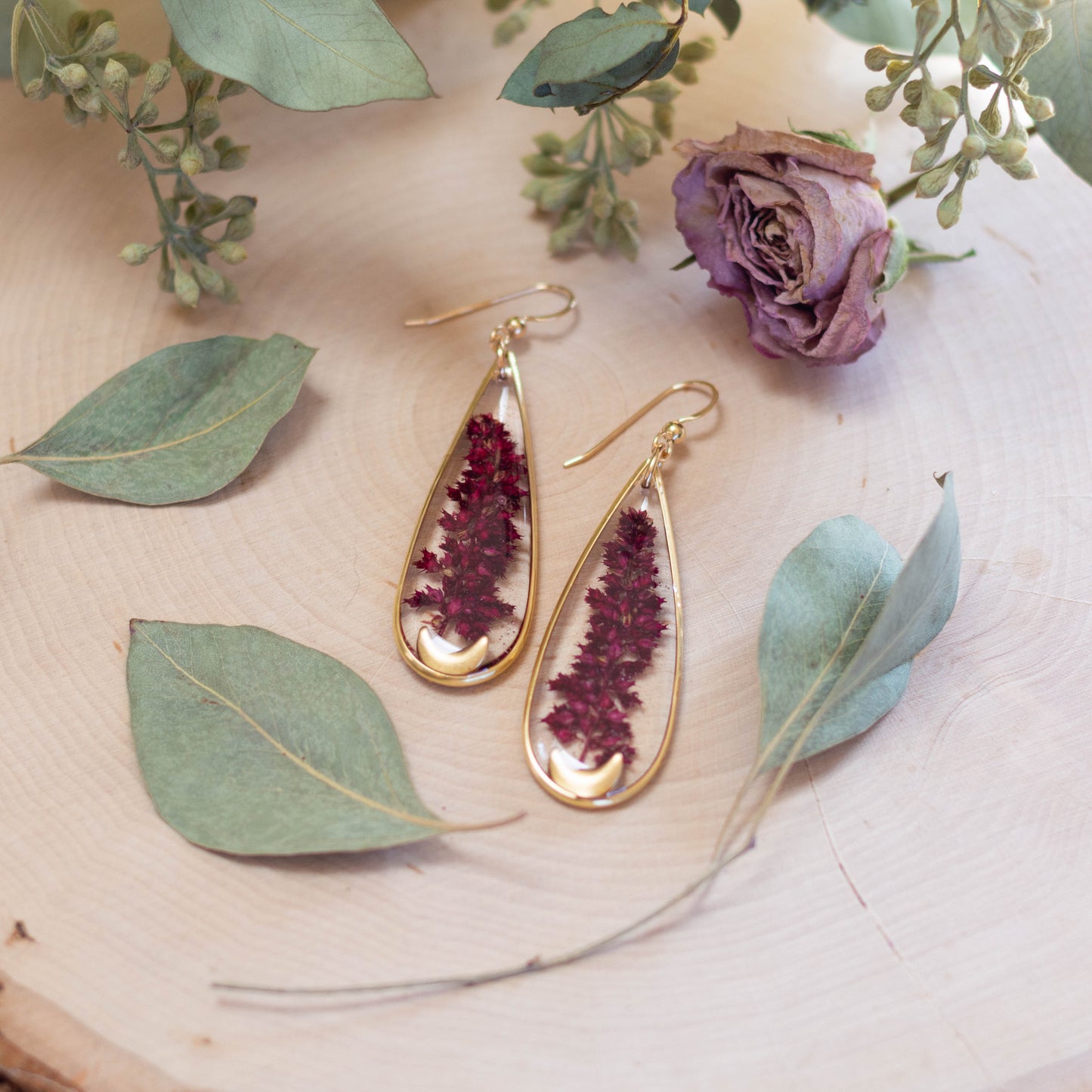 Amaranth & Moon Earrings