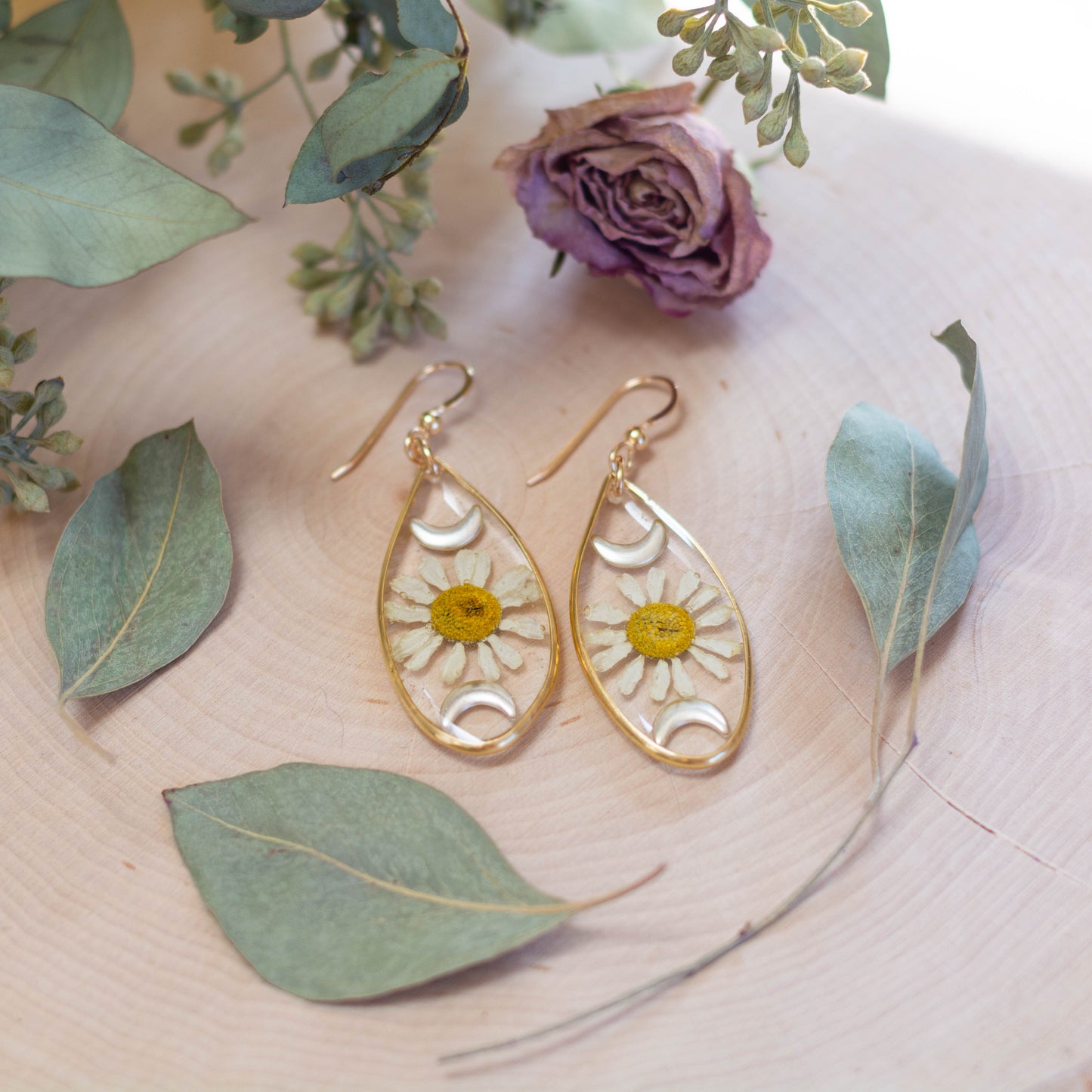 Chamomile & Moon Earrings