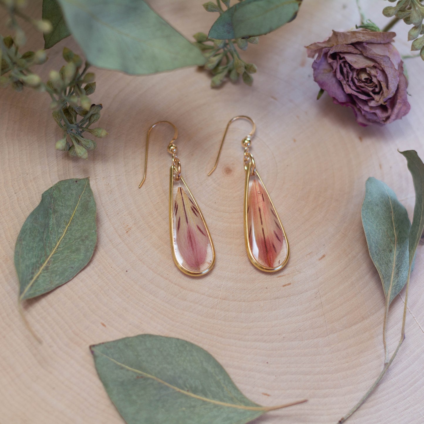 Alstroemeria Petal Earrings - Small