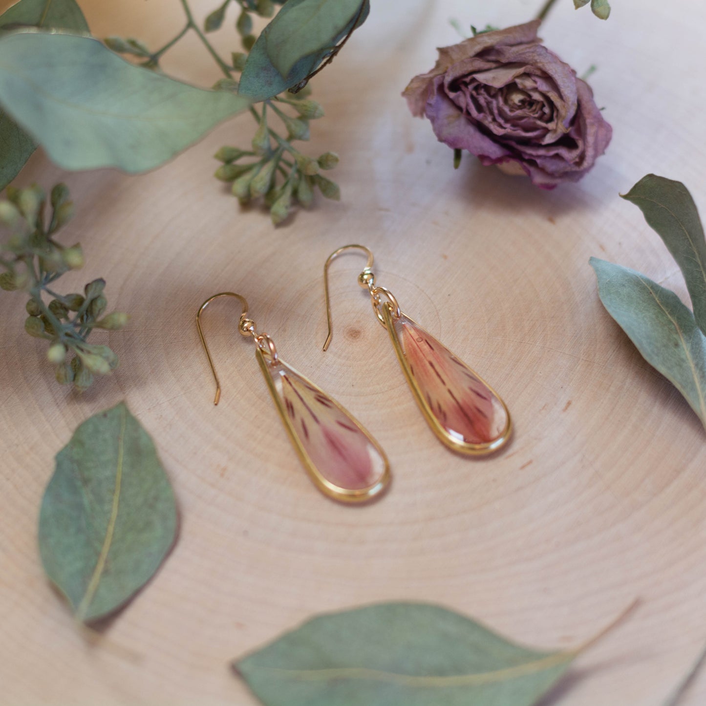 Alstroemeria Petal Earrings - Small