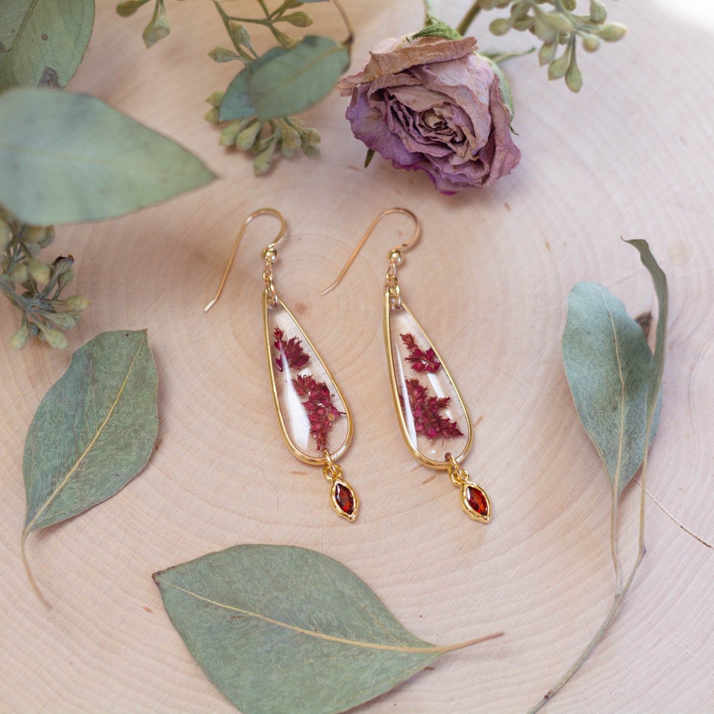 Amaranth Earrings with Beads