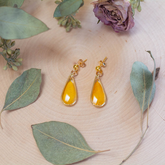 Golden Crownbeard Petal Post Earrings