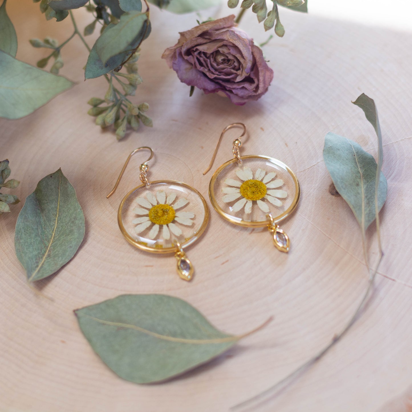 Chamomile Earrings - Round & Beaded