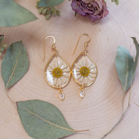 Chamomile Earrings - Teardrop & Beaded