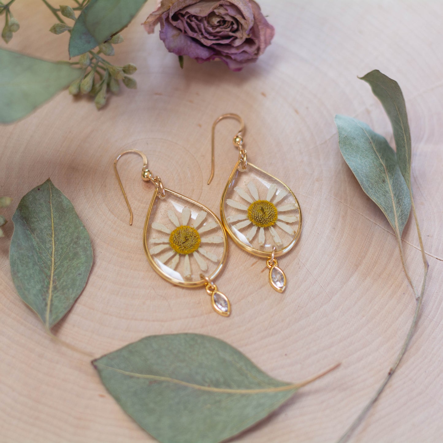 Chamomile Earrings - Teardrop & Beaded