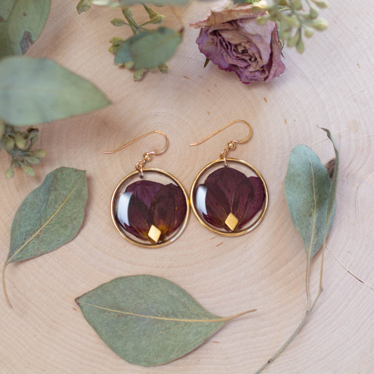 Red Dahlia Petal Earrings