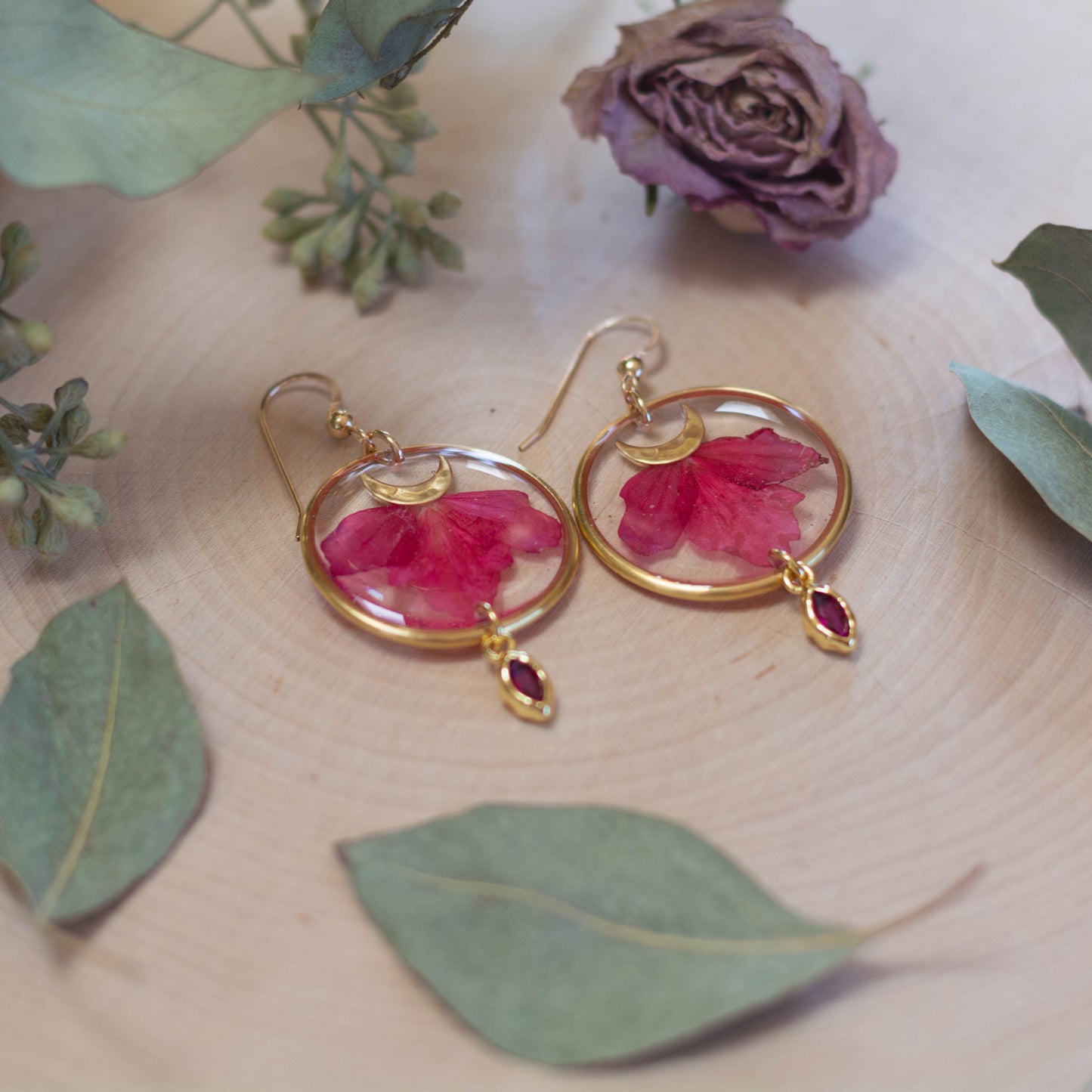 Geranium Earrings with Beads