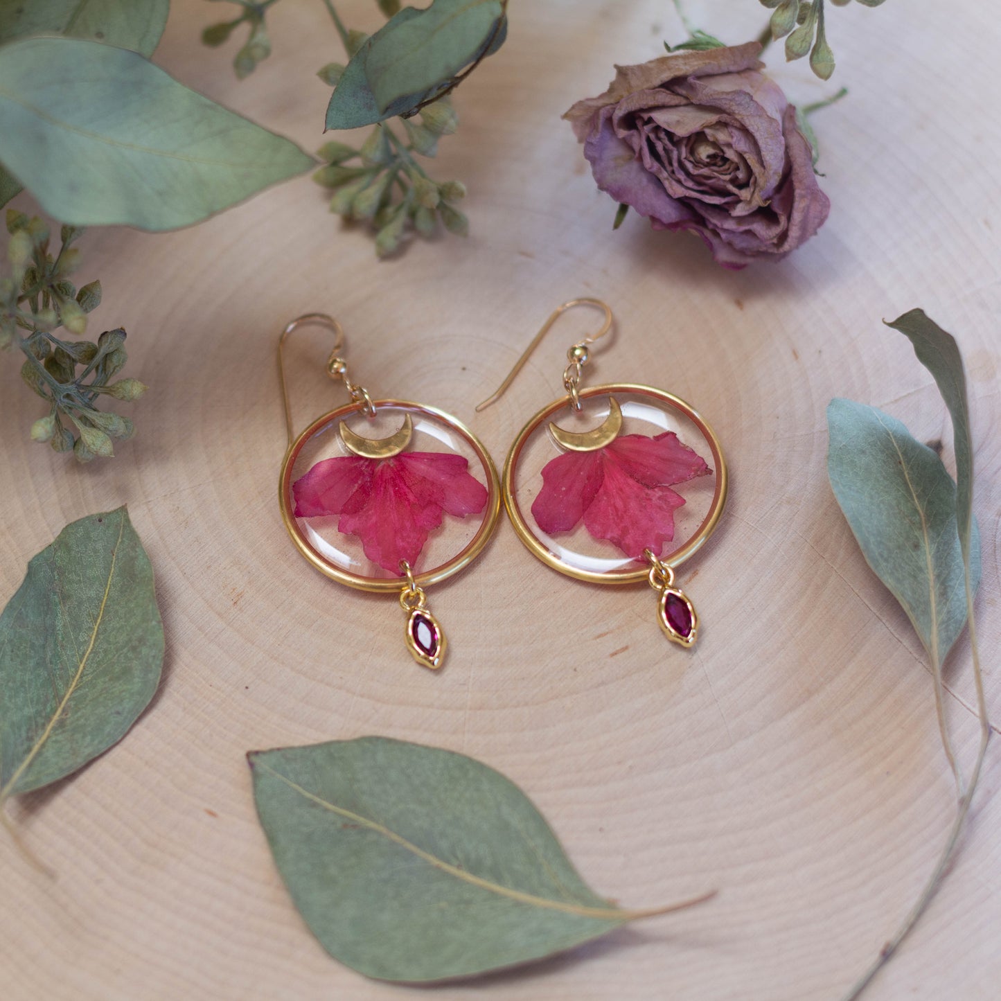 Geranium Earrings with Beads