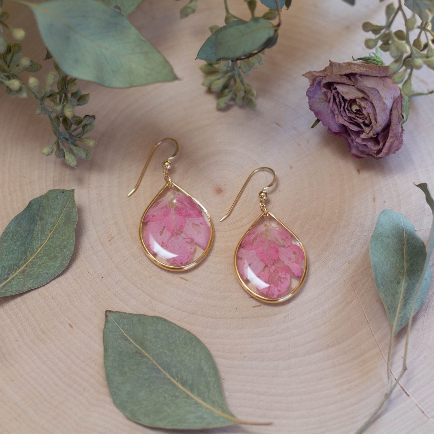 Pink Larkspur Earrings