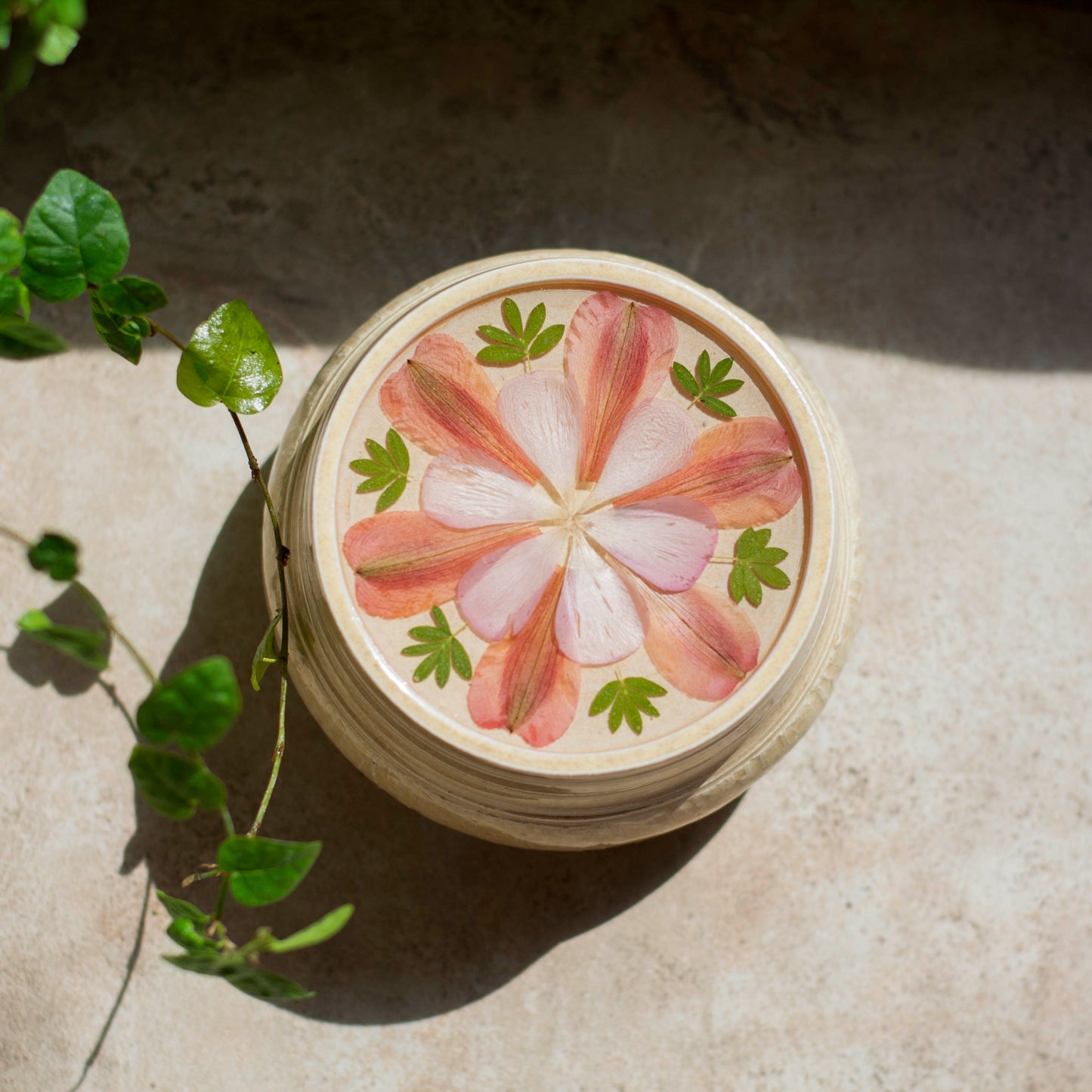 Botanical Jar - Clay Alchemy Studio Collab - Beige & Pink