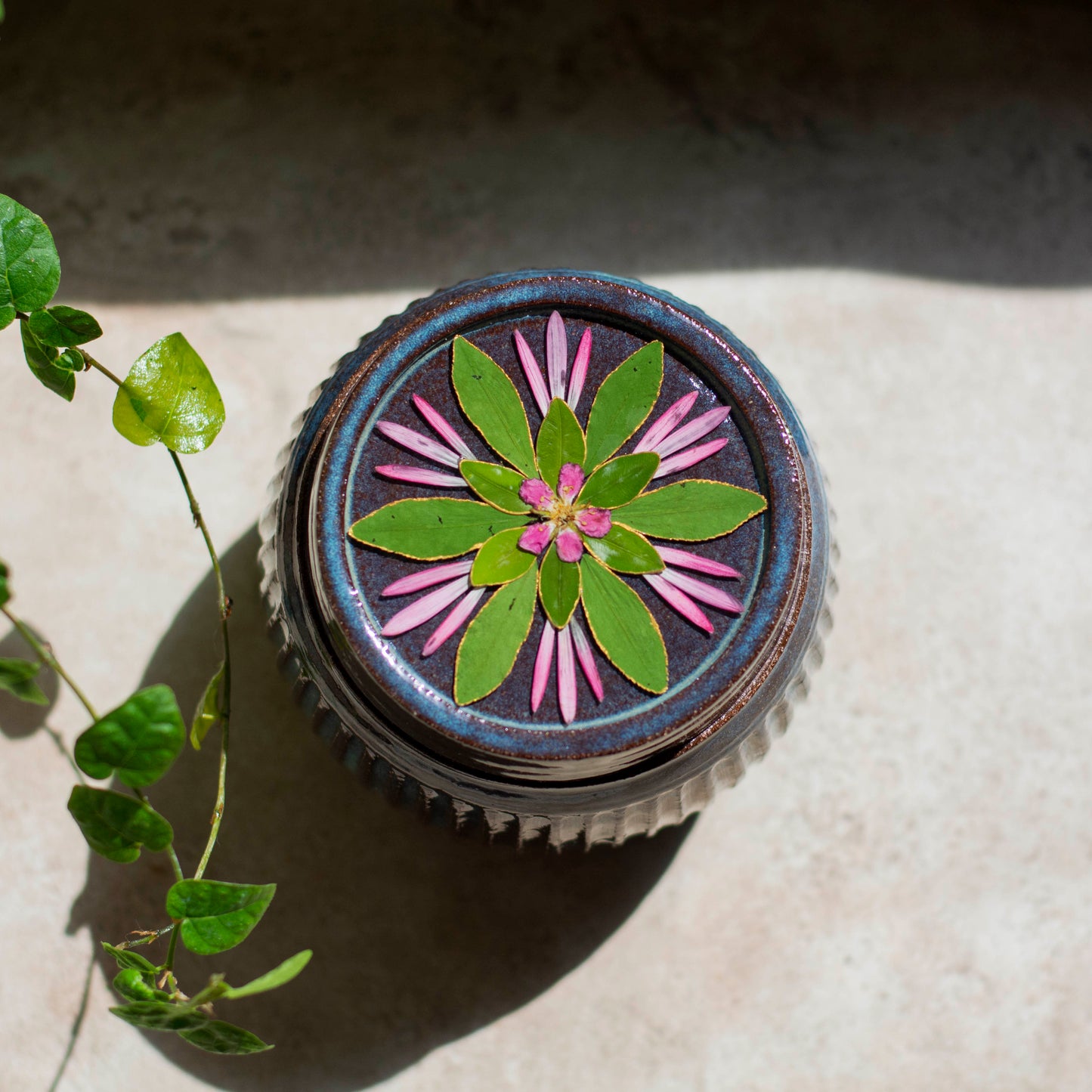 Botanical Jar - Clay Alchemy Studio Collab - Blue, Green & Pink