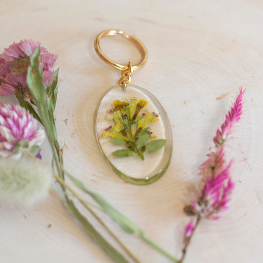Keychain - Oval Clove Currant Flowers