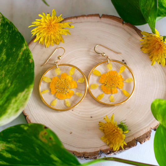 Desert Marigold Flower & Petal Earrings