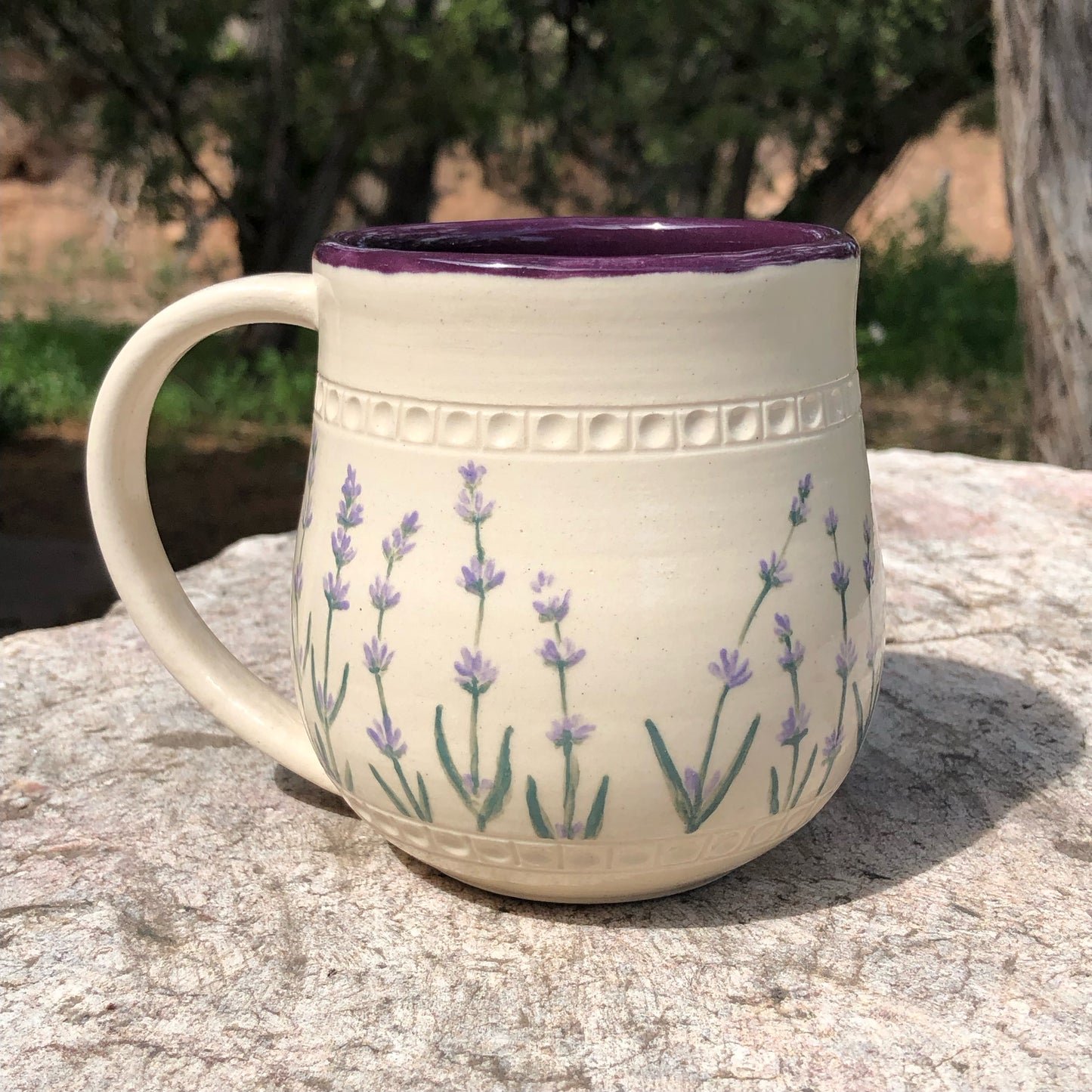 White Clay Mug with Lavender