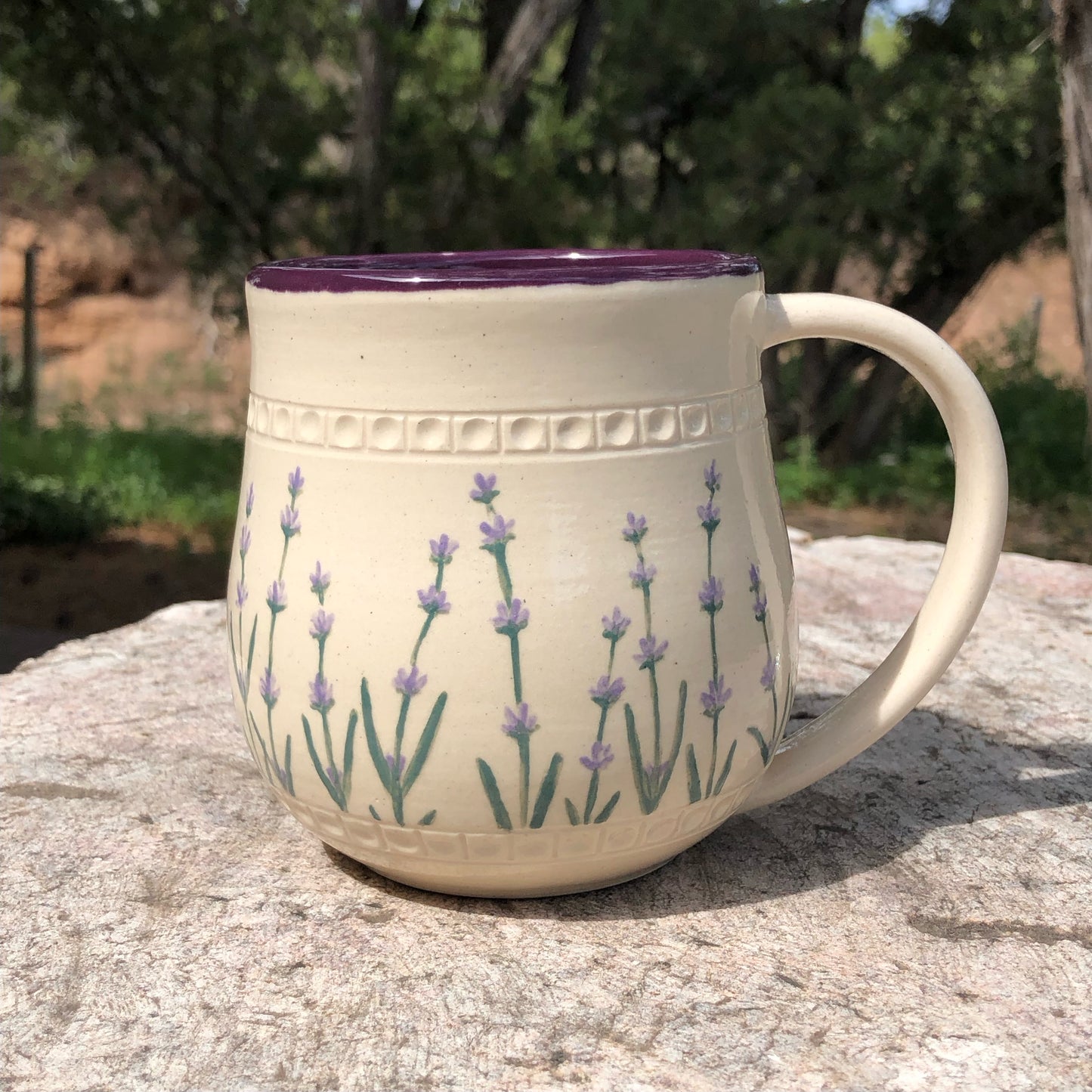 White Clay Mug with Lavender