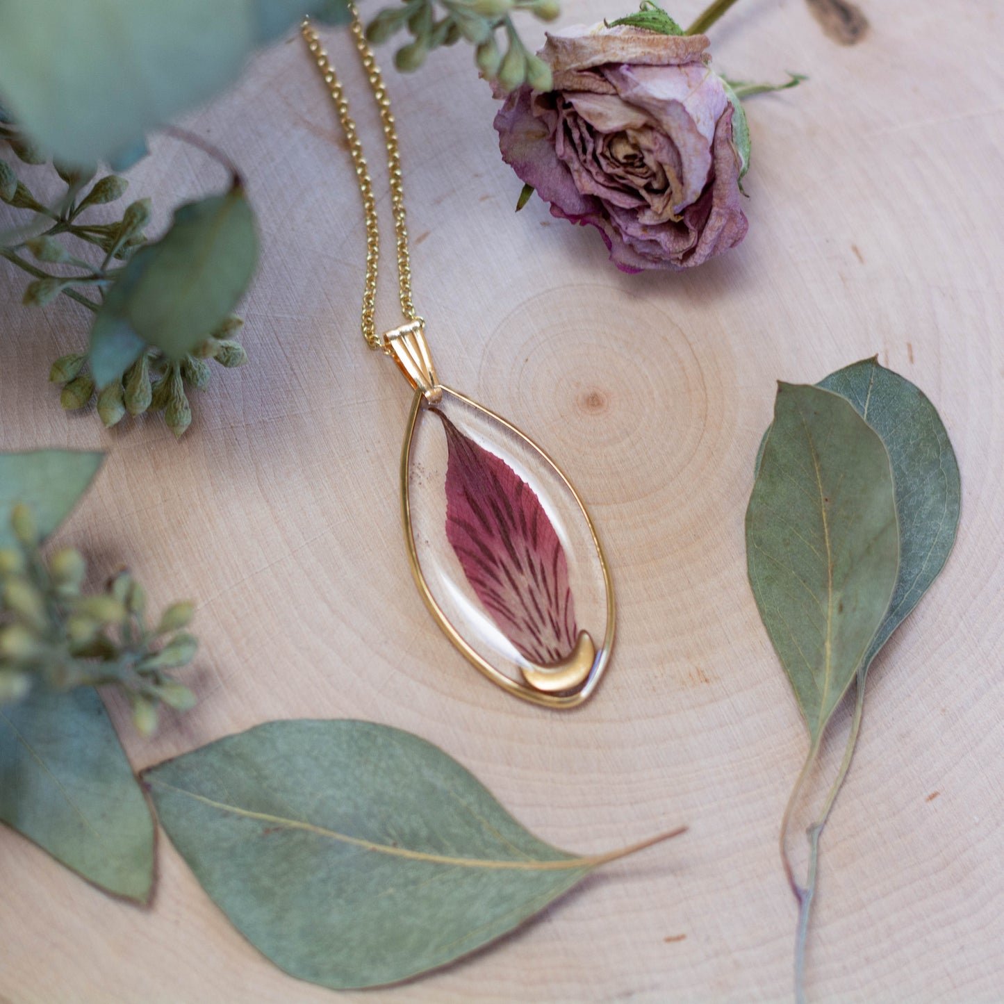 Alstroemeria & Moon Necklace