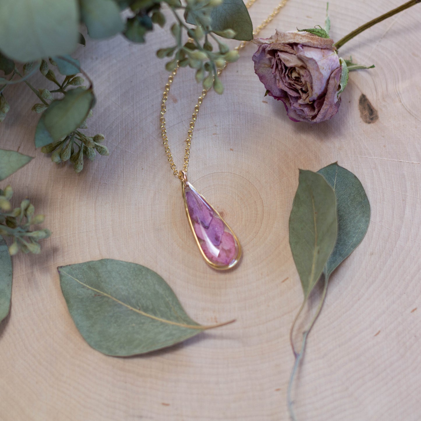 Pink Larkspur Necklace