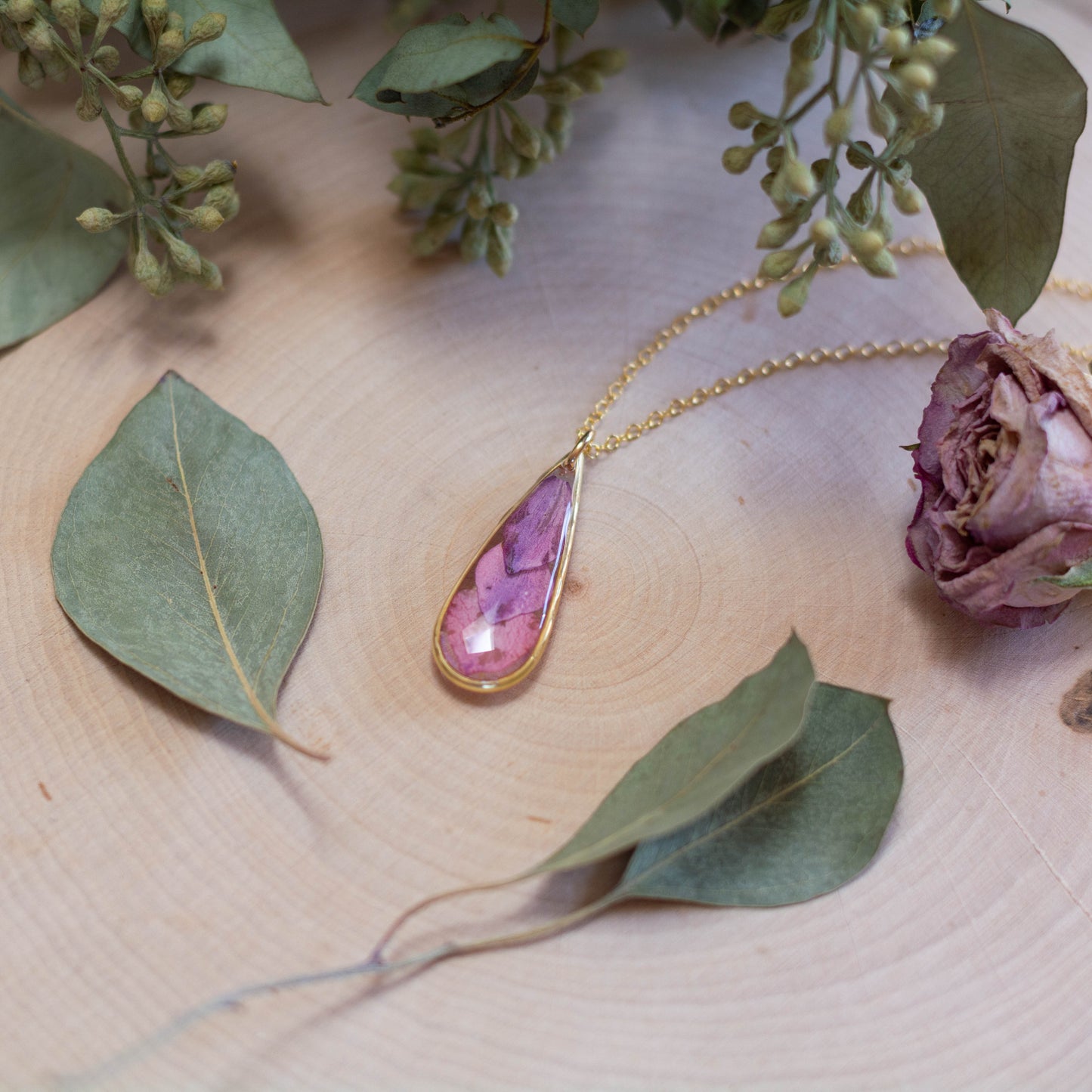 Pink Larkspur Necklace