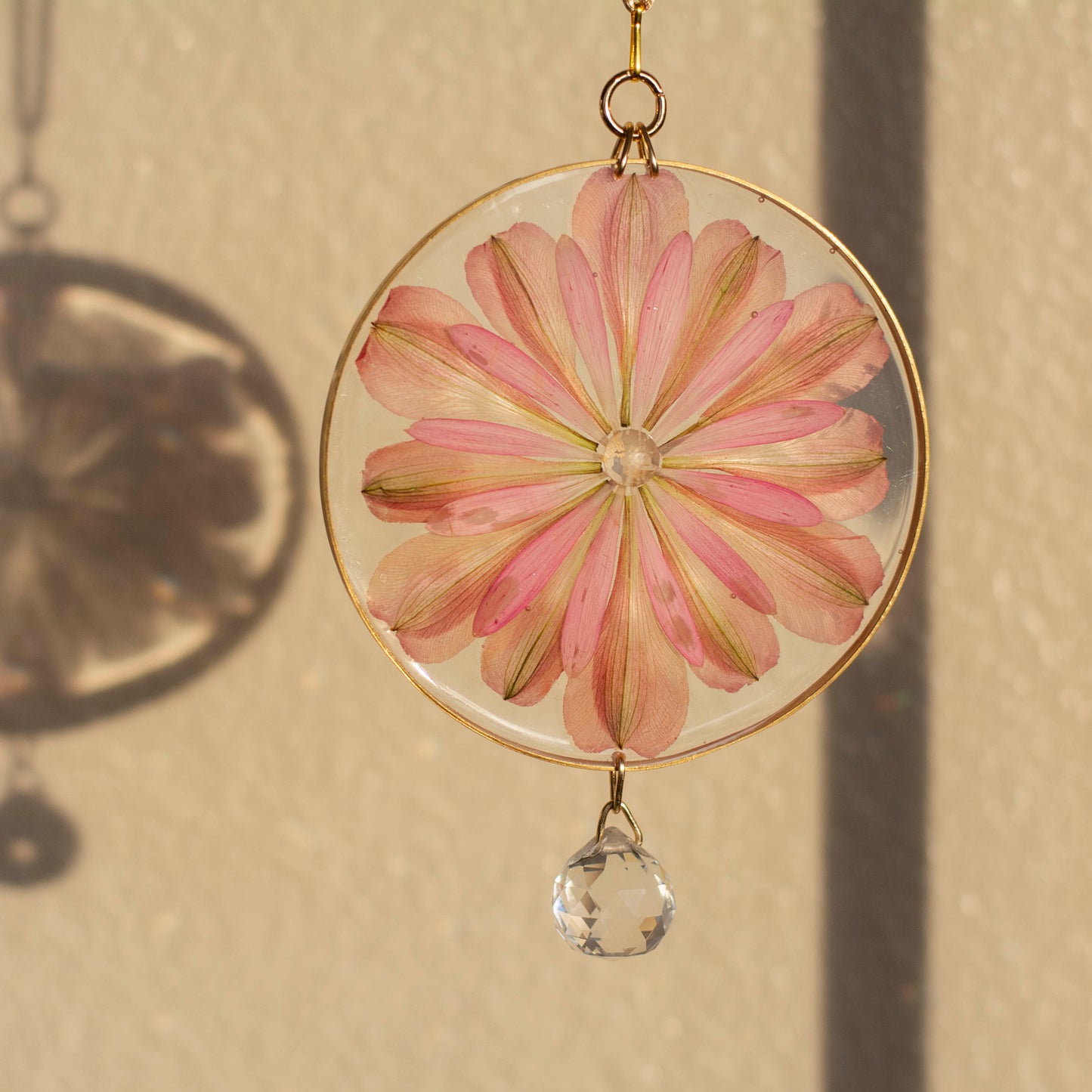Sun Catcher - 4" Beaded Pink & Rose Quartz