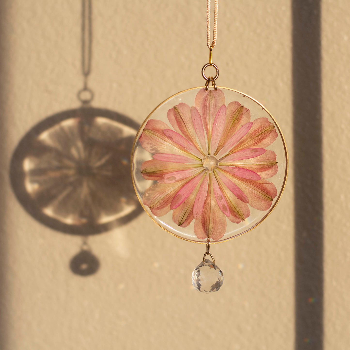 Sun Catcher - 4" Beaded Pink & Rose Quartz
