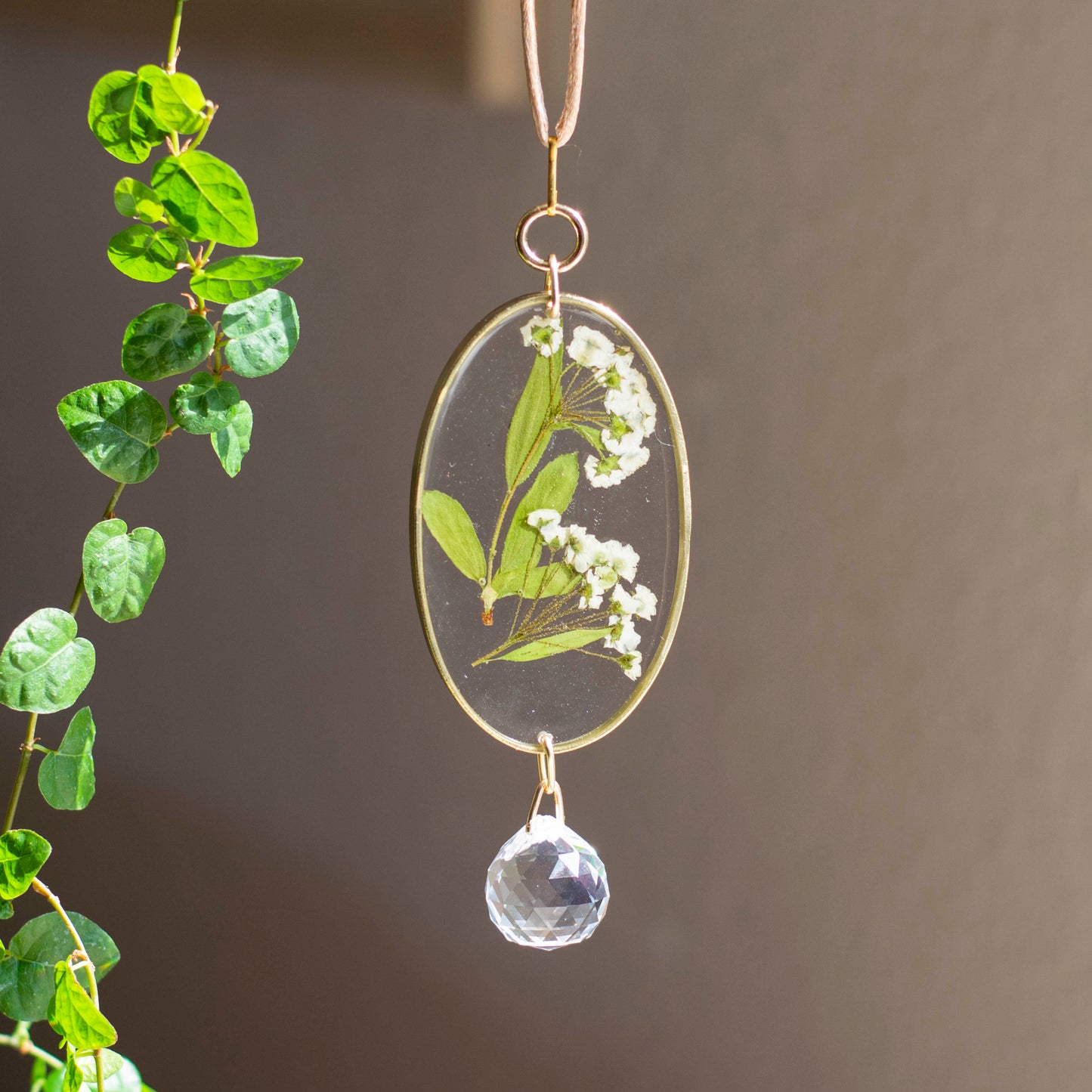 Sun Catcher - 3" Baby's Breath with Prism Bead