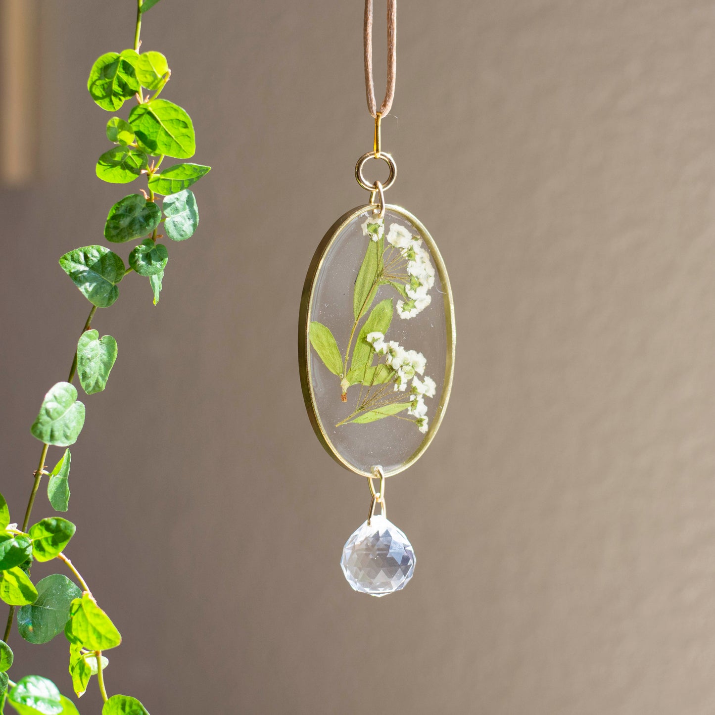 Sun Catcher - 3" Baby's Breath with Prism Bead