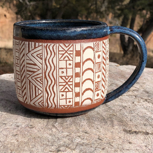 White Clay on Red Sgraffito Mug