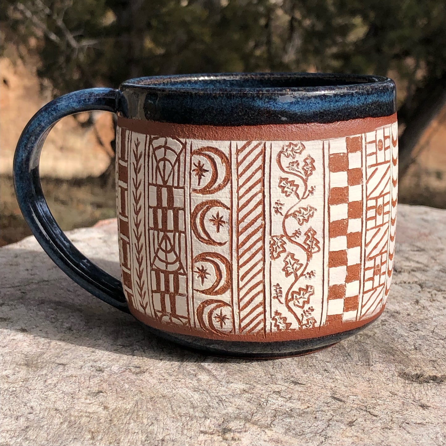 White Clay on Red Sgraffito Mug