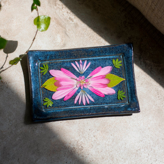 Botanical Tray - Clay Alchemy Studio Collab - Blue, Pink & Green