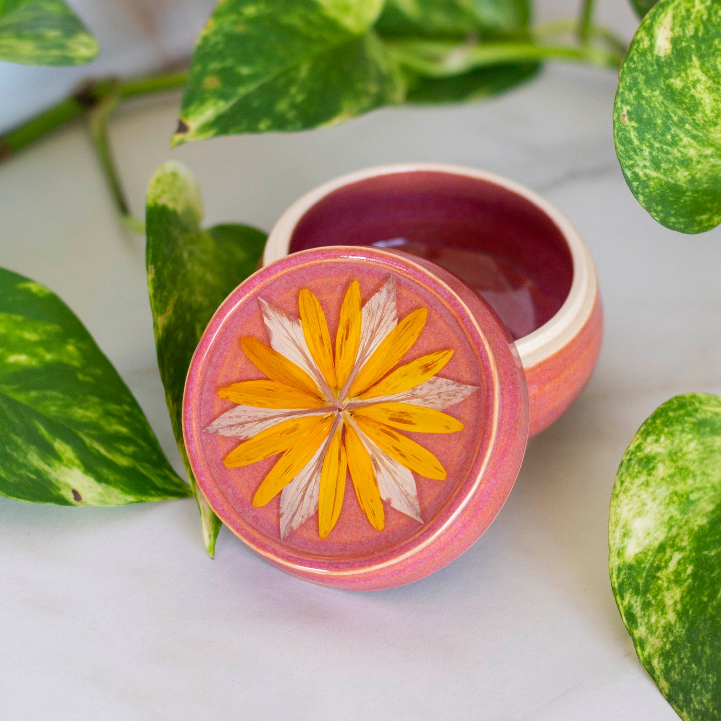 Botanical Jar - Clay Alchemy Studio Collab - Pink Sunflower