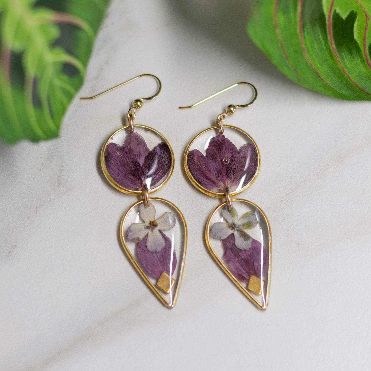 Botanical Earrings #10 - Crab Apple & Lilac